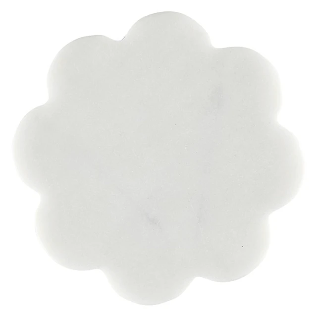 Alt view image 2 of 7 - Marble Coasters for Drinks Scalloped Edge Round Drink Coaster, Set of 4, White