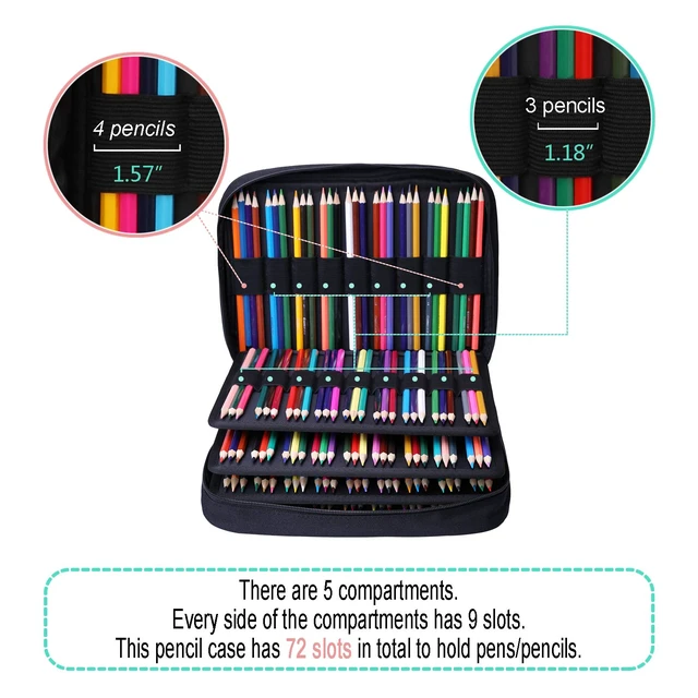 Alt view image 3 of 7 - 220 Slots Colored Pencil Case Large Capacity Pen Holder | Zipper Organizer Bag for Marker Highlighter Storage Case for Artist Painter Office Sketch Travel Supplies
