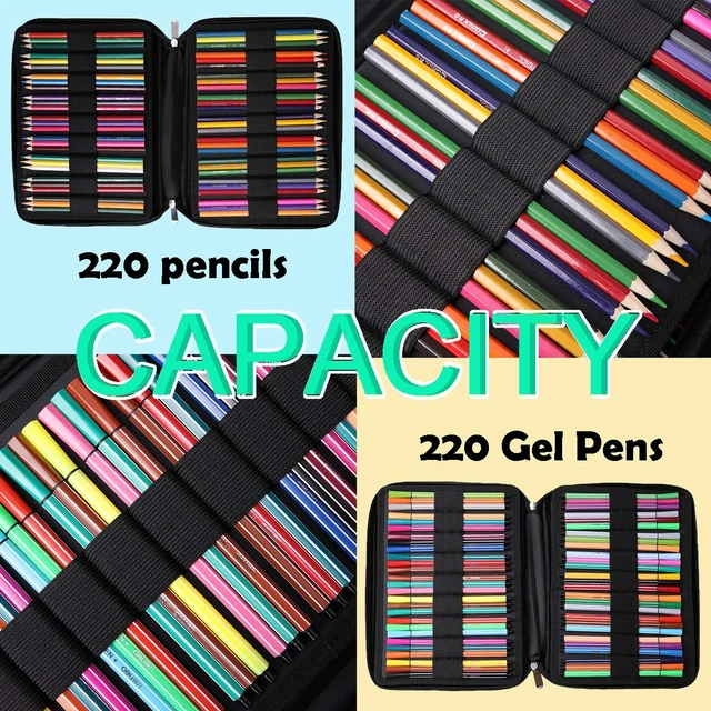 Alt view image 6 of 7 - 220 Slots Colored Pencil Case Large Capacity Pen Holder | Zipper Organizer Bag for Marker Highlighter Storage Case for Artist Painter Office Sketch Travel Supplies
