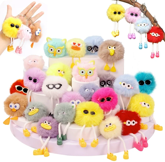 Main image of 24 PCs Party Favors Keychains - Plush Backpack Keychain Bulk Kids Keychain Cute for Birthday Party Favors for Kids 8-12 Back to School Gifts for Students Classroom Prizes Elementary