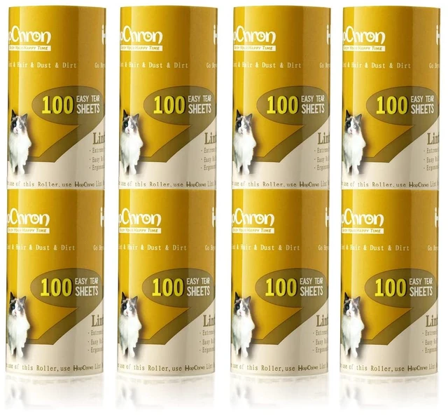 Main image of Lint Roller Refills 4", 800 Sheets, for Evercare, Extra Sticky | 8-pack, 100 sheets each. Easy tear-off. Fits 4" rollers with 1.5" core. For pet hair, clothes, furniture.