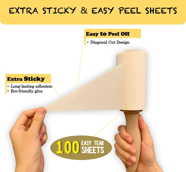 Alt view image 3 of 6 - Lint Roller Refills 4", 800 Sheets, for Evercare, Extra Sticky | 8-pack, 100 sheets each. Easy tear-off. Fits 4" rollers with 1.5" core. For pet hair, clothes, furniture.