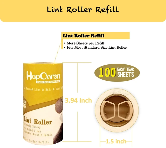 Alt view image 2 of 6 - Lint Roller Refills 4", 800 Sheets, for Evercare, Extra Sticky | 8-pack, 100 sheets each. Easy tear-off. Fits 4" rollers with 1.5" core. For pet hair, clothes, furniture.