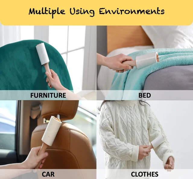 Alt view image 4 of 6 - Lint Roller Refills 4", 800 Sheets, for Evercare, Extra Sticky | 8-pack, 100 sheets each. Easy tear-off. Fits 4" rollers with 1.5" core. For pet hair, clothes, furniture.