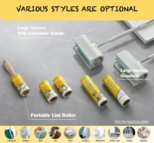 Alt view image 6 of 6 - Lint Roller Refills 4", 800 Sheets, for Evercare, Extra Sticky | 8-pack, 100 sheets each. Easy tear-off. Fits 4" rollers with 1.5" core. For pet hair, clothes, furniture.