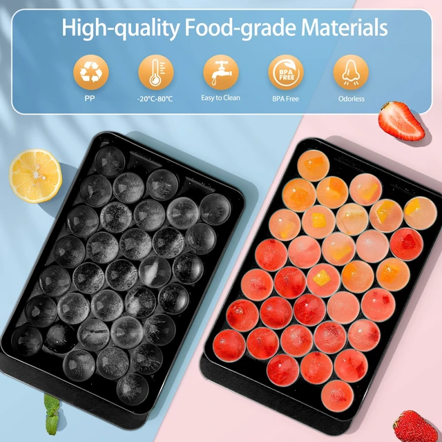 Alt view image 3 of 7 - Ice Cube Tray with Lid and Bin, 1" Round Ice Trays for Freezer | 3 Black Ice Cube Trays with Ice Box & Tong, 1" Round Ice Balls for Iced Coffee & Juice, Easy Twist Release, For Gatherings