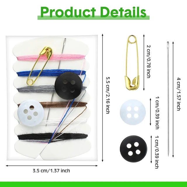 Alt view image 2 of 6 - Travel Sewing Kits Thread Repair Kit with Needles, Threads, Button, Pin for Hotel Amenities Necessities, 6 Colors (300 Sets)