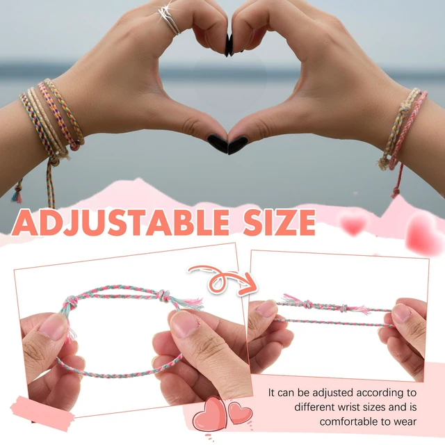 Alt view image 2 of 6 - 100 Pcs Friendship Braided Bracelets Bulk, Light | 100 Pcs Handmade Woven Wrist for Party Favor, Birthday Gift, Summer Camp, Colorful Adjustable String for Wowen, Light