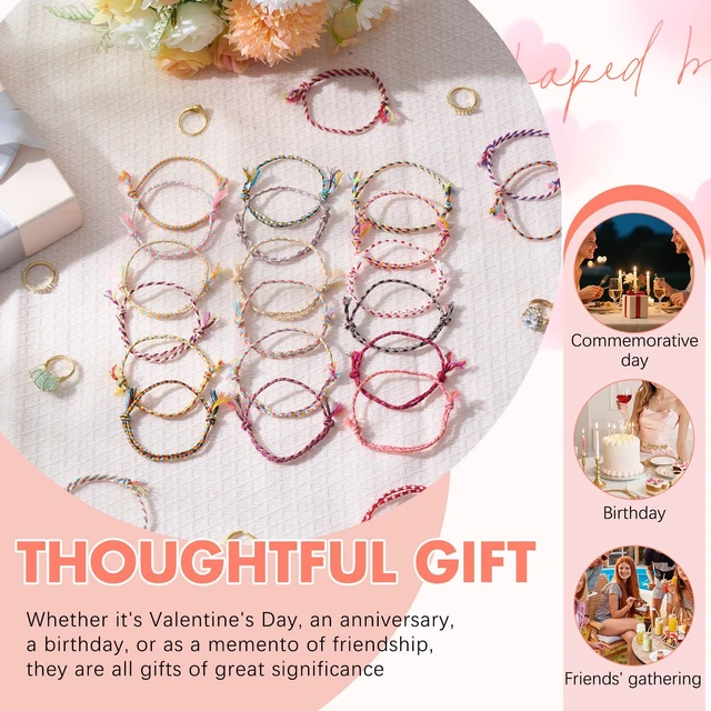 Alt view image 4 of 6 - 100 Pcs Friendship Braided Bracelets Bulk, Light | 100 Pcs Handmade Woven Wrist for Party Favor, Birthday Gift, Summer Camp, Colorful Adjustable String for Wowen, Light
