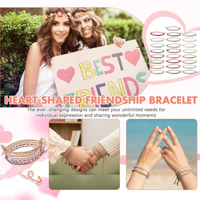 Alt view image 6 of 6 - 100 Pcs Friendship Braided Bracelets Bulk, Light | 100 Pcs Handmade Woven Wrist for Party Favor, Birthday Gift, Summer Camp, Colorful Adjustable String for Wowen, Light