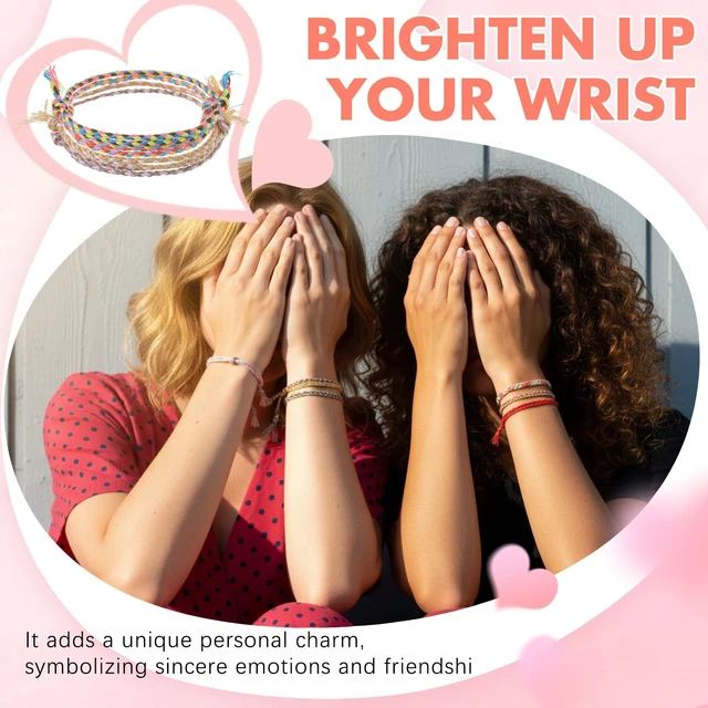 Alt view image 5 of 6 - 100 Pcs Friendship Braided Bracelets Bulk, Light | 100 Pcs Handmade Woven Wrist for Party Favor, Birthday Gift, Summer Camp, Colorful Adjustable String for Wowen, Light