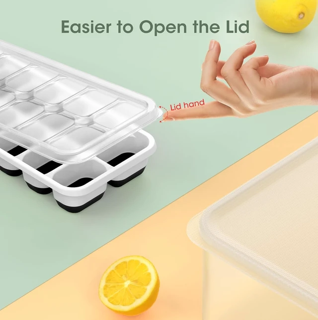 Alt view image 5 of 7 - Ice Cube Tray with Lid and Bin,4 Pack Ice Cube Trays for Freezer | Silicone, Stackable. Easy Release Trays with Storage Bin & Scoop. Ideal for Freezer, Kitchen, RV, Cocktail, Coffee.