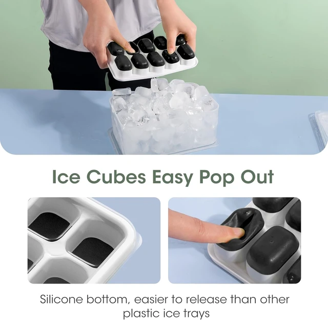 Alt view image 6 of 7 - Ice Cube Tray with Lid and Bin,4 Pack Ice Cube Trays for Freezer | Silicone, Stackable. Easy Release Trays with Storage Bin & Scoop. Ideal for Freezer, Kitchen, RV, Cocktail, Coffee.