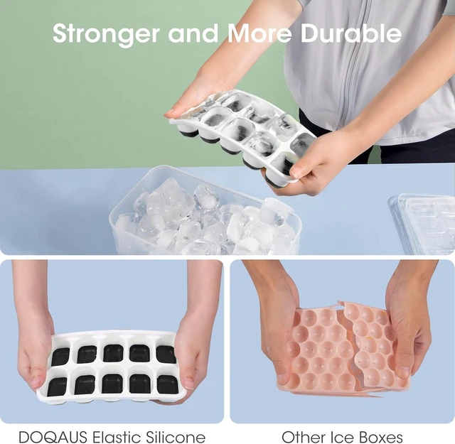 Alt view image 7 of 7 - Ice Cube Tray with Lid and Bin,4 Pack Ice Cube Trays for Freezer | Silicone, Stackable. Easy Release Trays with Storage Bin & Scoop. Ideal for Freezer, Kitchen, RV, Cocktail, Coffee.