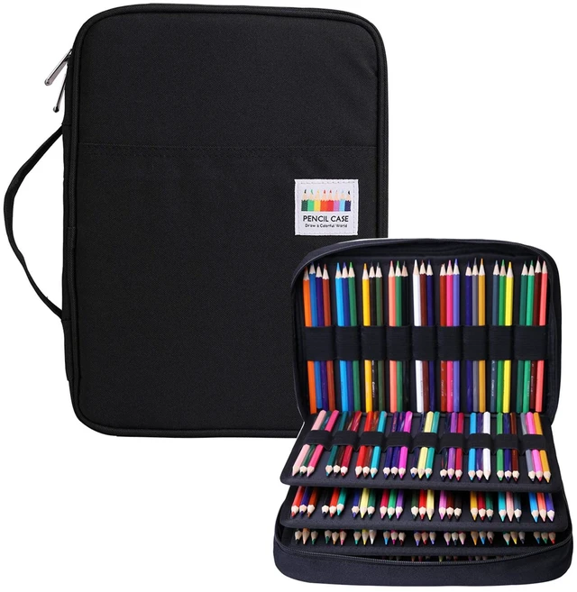 Main image of Pencil Case for Adults 220 Slots Pencase Colored Pencils Gel Pen Organizer Bag with Zipper for Artist Handy Glitter Gel Pens, Refills, Waterproof Coloring Holder Pencils Case(Black)
