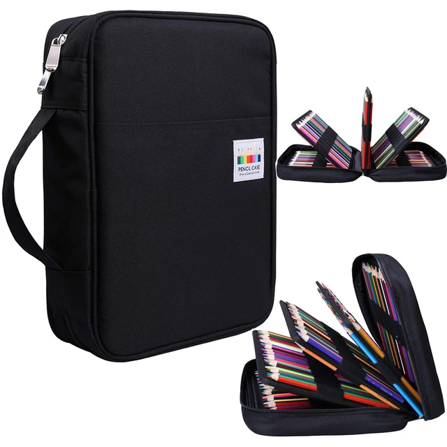 Alt view image 4 of 7 - Pencil Case for Adults 220 Slots Pencase Colored Pencils Gel Pen Organizer Bag with Zipper for Artist Handy Glitter Gel Pens, Refills, Waterproof Coloring Holder Pencils Case(Black)