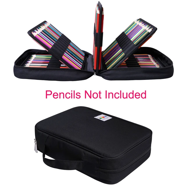 Alt view image 2 of 7 - Pencil Case for Adults 220 Slots Pencase Colored Pencils Gel Pen Organizer Bag with Zipper for Artist Handy Glitter Gel Pens, Refills, Waterproof Coloring Holder Pencils Case(Black)