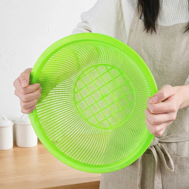 Alt view image 4 of 7 - 8 Pieces Plastic Wash Basket, Fruit Perforated Strainer for Kitchen | Essentials Kitchen Tool Large Food Strainer Basket for Vegetables, Cooked Pasta, Red, Blue, Green, Pink