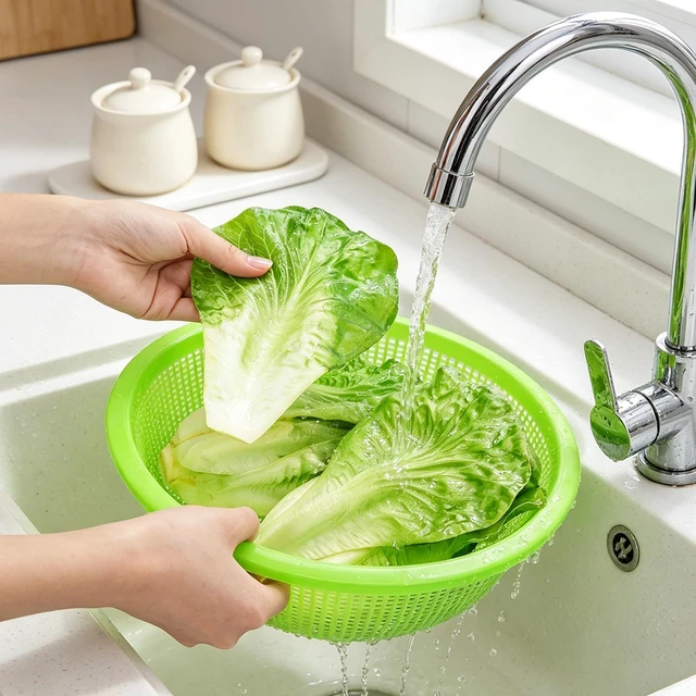 Alt view image 5 of 7 - 8 Pieces Plastic Wash Basket, Fruit Perforated Strainer for Kitchen | Essentials Kitchen Tool Large Food Strainer Basket for Vegetables, Cooked Pasta, Red, Blue, Green, Pink
