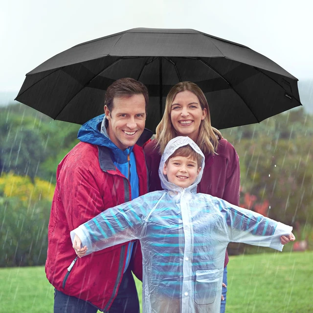 Alt view image 7 of 7 - 46/54/62 Inch Large Golf Umbrella Windproof Reverse Travel Umbrella | Inverted Folding Umbrella for Rain, Windproof Double Canopy, Auto Open Close, 10 Ribs, Compact, for Bag/Backpack, 2 people