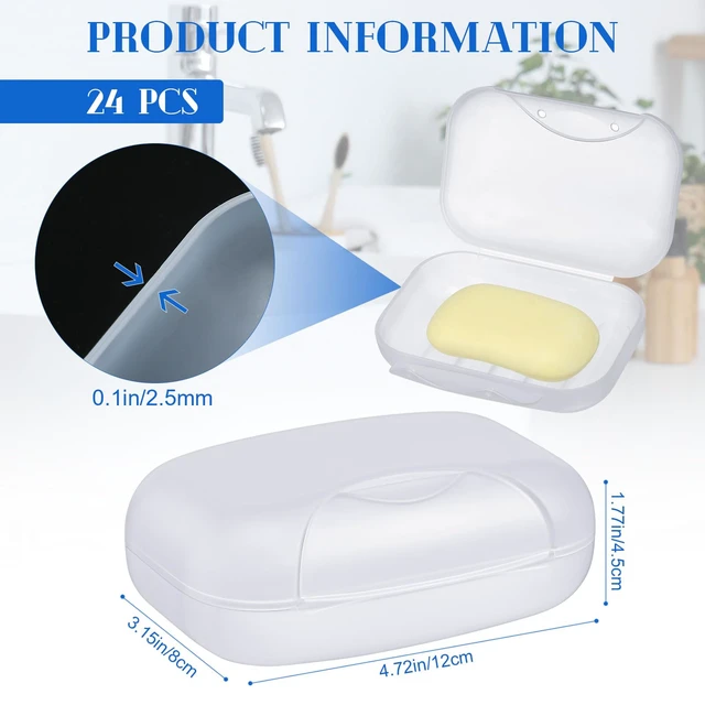 Alt view image 2 of 7 - 24 Pcs Travel Soap Container Portable Plastic Holder with Lid | Bulk Soap Cases for Donation Homeless Care, Gym Shower Outdoor Camping Tour Groups, Translucent Matte White Finish