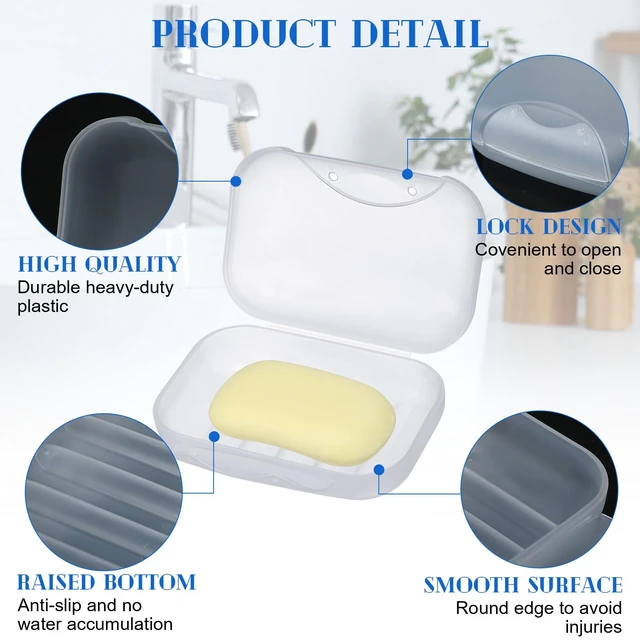 Alt view image 3 of 7 - 24 Pcs Travel Soap Container Portable Plastic Holder with Lid | Bulk Soap Cases for Donation Homeless Care, Gym Shower Outdoor Camping Tour Groups, Translucent Matte White Finish