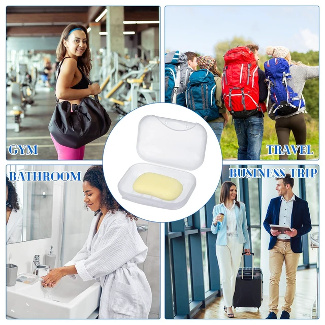 Alt view image 7 of 7 - 24 Pcs Travel Soap Container Portable Plastic Holder with Lid | Bulk Soap Cases for Donation Homeless Care, Gym Shower Outdoor Camping Tour Groups, Translucent Matte White Finish