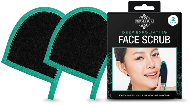 Main image of Face Exfoliator Scrubber, Exfoliating Glove & Scrub Mitt 2 Pack | Facial Scrubber, Exfoliator Removes Dead Skin Buildup, Gently Buffs Skin For Smoother Texture, Reusable Korean Scrub Mitt