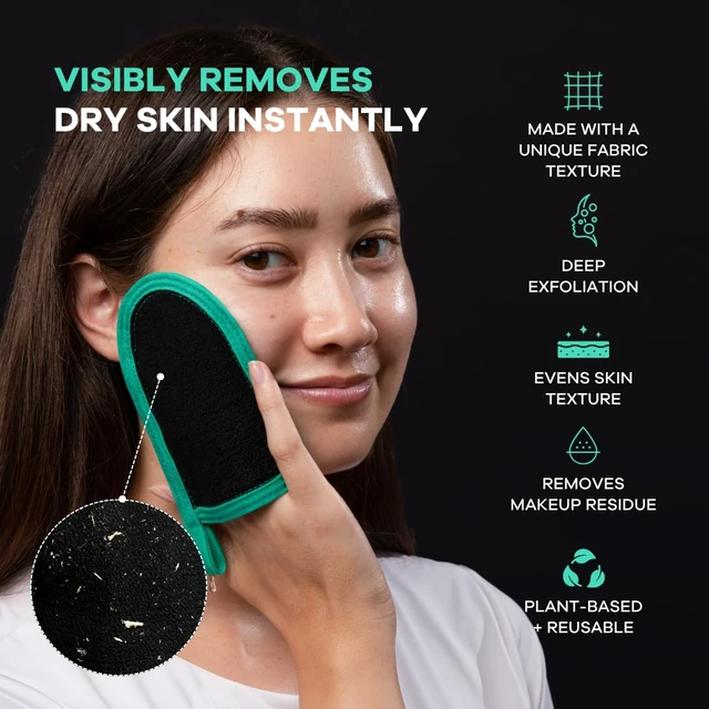Alt view image 2 of 7 - Face Exfoliator Scrubber, Exfoliating Glove & Scrub Mitt 2 Pack | Facial Scrubber, Exfoliator Removes Dead Skin Buildup, Gently Buffs Skin For Smoother Texture, Reusable Korean Scrub Mitt