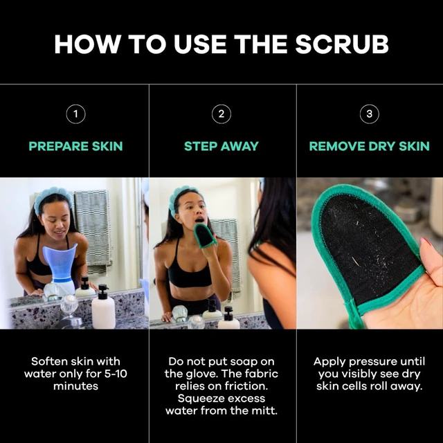 Alt view image 5 of 7 - Face Exfoliator Scrubber, Exfoliating Glove & Scrub Mitt 2 Pack | Facial Scrubber, Exfoliator Removes Dead Skin Buildup, Gently Buffs Skin For Smoother Texture, Reusable Korean Scrub Mitt