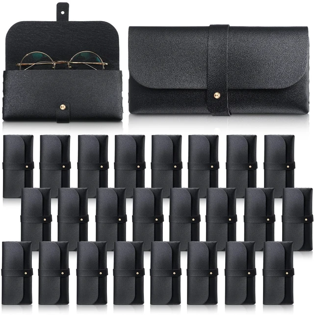Main image of 30 Pack Soft Eyeglass Cases, PU Leather Sunglasses Pouches, Black