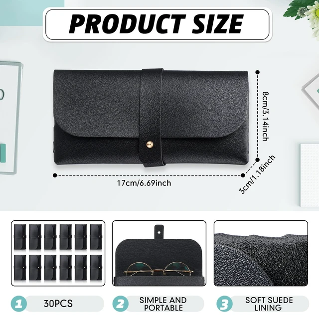 Alt view image 2 of 7 - 30 Pack Soft Eyeglass Cases, PU Leather Sunglasses Pouches, Black