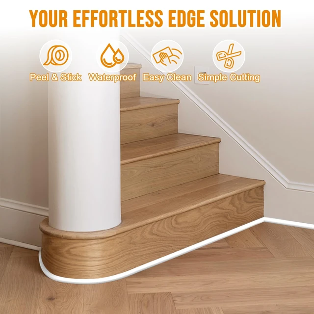 Alt view image 2 of 7 - Flexible Quarter Round Molding Trim - 157in Waterproof Bendable Silicone Peel and Stick Molding Trim for Walls, Floor, Corner, Staircase, Tub, Cabinet Edge