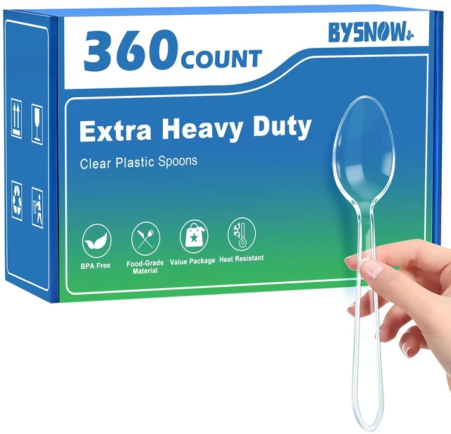 Main image of 360 Count Clear Plastic Spoons Disposable Heavy Duty Cutlery Set | Heat Resistant and BPA-Free Plastic Spoons Bulk Extra Durable for Parties, Wedding and Daily Use
