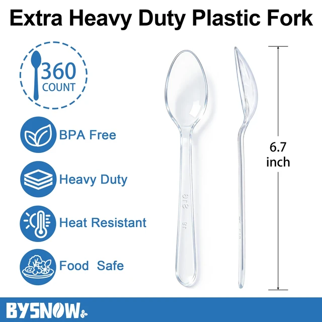 Alt view image 2 of 7 - 360 Count Clear Plastic Spoons Disposable Heavy Duty Cutlery Set | Heat Resistant and BPA-Free Plastic Spoons Bulk Extra Durable for Parties, Wedding and Daily Use