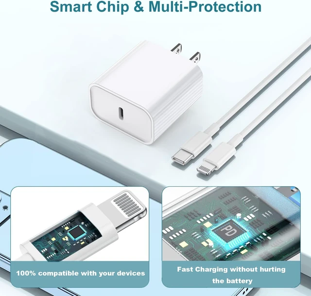 Alt view image 6 of 7 - iPhone Charger Fast Charging,iPhone Fast Charger 2Pack Type C Fast Charger Block Plug Adapter 6FT USB-C to Lightning Cable Cord for iPhone14/13/13 Pro/12 Pro/12 Pro Max/11/Xs Max/XR/X/SE,iPad,AirPods