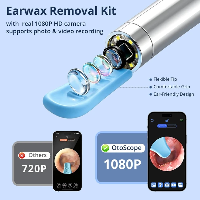Alt view image 4 of 7 - Ear Wax Removal Kit,Ear Cleaner with Camera, 1080P HD Ear Camera with Light, Safe & Gentle Ear Camera Wax Removal Tool,IP67 Waterproof Ear Cleaning Camera,Compatible with iOS & Android