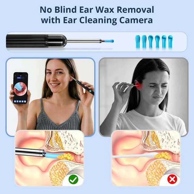 Alt view image 3 of 7 - Ear Wax Removal Kit,Ear Cleaner with Camera, 1080P HD Ear Camera with Light, Safe & Gentle Ear Camera Wax Removal Tool,IP67 Waterproof Ear Cleaning Camera,Compatible with iOS & Android