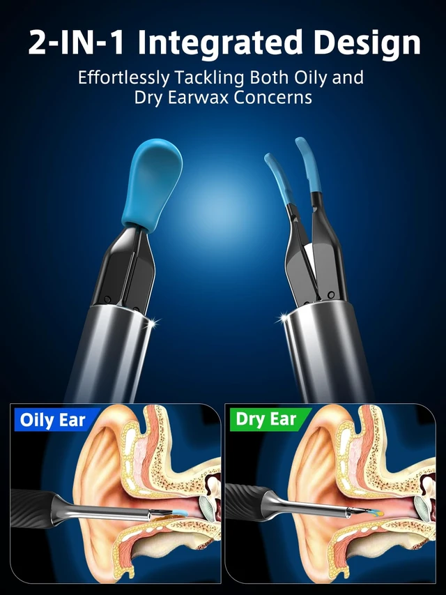 Alt view image 4 of 7 - Ear Wax Removal Tool with Real-time Remote Video, 3-in-1 Ear Cleaner Earwax Removal Kit with Ear Pick & Tweezers Mode, 10MP Ear Camera Otoscope with Light, 12 Pcs Ear Scoops for Whole Family