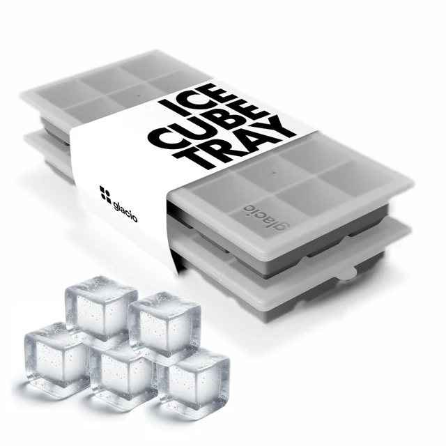 Main image of Ice Cube Tray with Lids, Small Silicone Molds for Cocktails & Drinks | BPA Free Silicone, Flexible Easy Release, Set of 2, Lids Included, for Beverages Coffee & Craft Cocktails