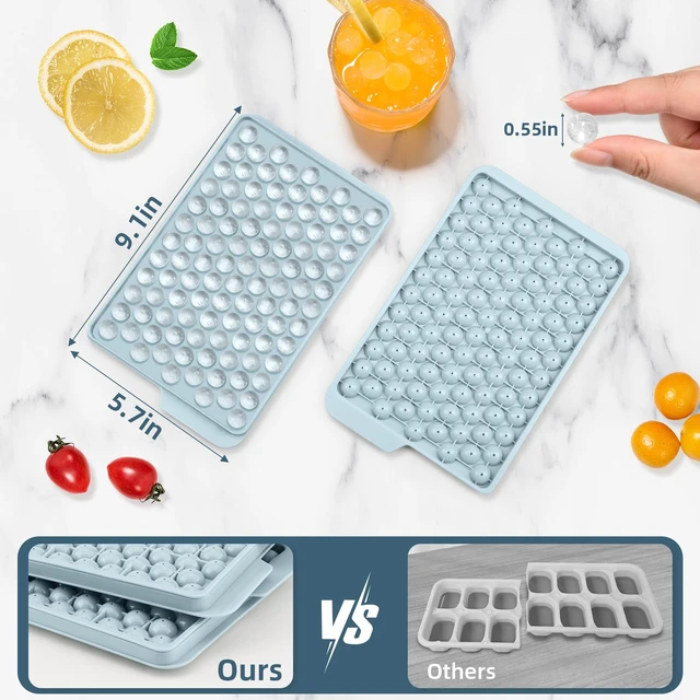 Alt view image 5 of 7 - Mini Ice Cube Trays for Freezer with Lid, 0.55" Pebble Ice | 4 Trays-Blue, with Ice Box & Scoop. for Coffee, Bottle, Juice & Drinks, Easy Twist Release, Stackable