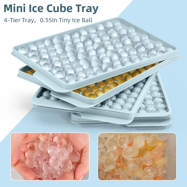 Alt view image 7 of 7 - Mini Ice Cube Trays for Freezer with Lid, 0.55" Pebble Ice | 4 Trays-Blue, with Ice Box & Scoop. for Coffee, Bottle, Juice & Drinks, Easy Twist Release, Stackable