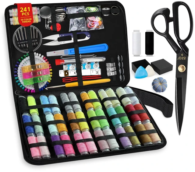 Main image of Sewing Kit for Adults, 241 Pcs Complete Needle and Thread Kit with Heavy-Duty Fabric Scissors, 40XL Color Threads, Tailor Pens & Sewing Needles for Home Mending, Travel, Beginners