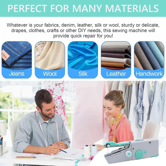 Alt view image 3 of 6 - Handheld Sewing Machine for Quick Stitching, Mini Sewing Machine with Sewing Kits for Fast Fixing, Portable Sewing Machine Handheld for Home Diy Travel Size (Blue)