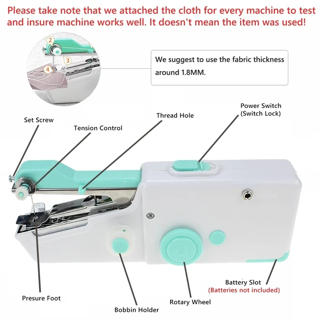 Alt view image 6 of 6 - Handheld Sewing Machine for Quick Stitching, Mini Sewing Machine with Sewing Kits for Fast Fixing, Portable Sewing Machine Handheld for Home Diy Travel Size (Blue)