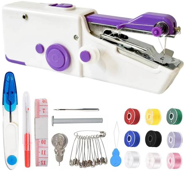 Main image of Handheld Sewing Machine for Beginners, Mini Sewing Machine for Quick Stitching with Sewing Kits Suitable for Home,Travel,DIY (Purple)