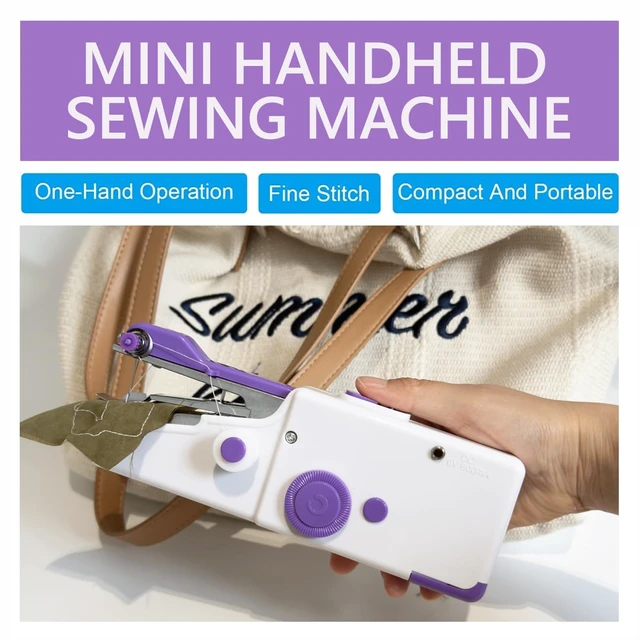 Alt view image 2 of 6 - Handheld Sewing Machine for Beginners, Mini Sewing Machine for Quick Stitching with Sewing Kits Suitable for Home,Travel,DIY (Purple)