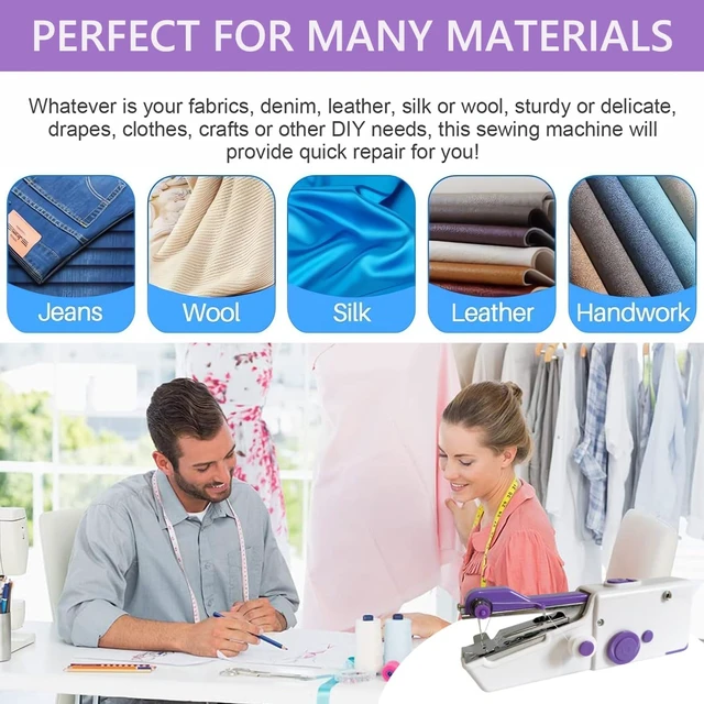 Alt view image 3 of 6 - Handheld Sewing Machine for Beginners, Mini Sewing Machine for Quick Stitching with Sewing Kits Suitable for Home,Travel,DIY (Purple)
