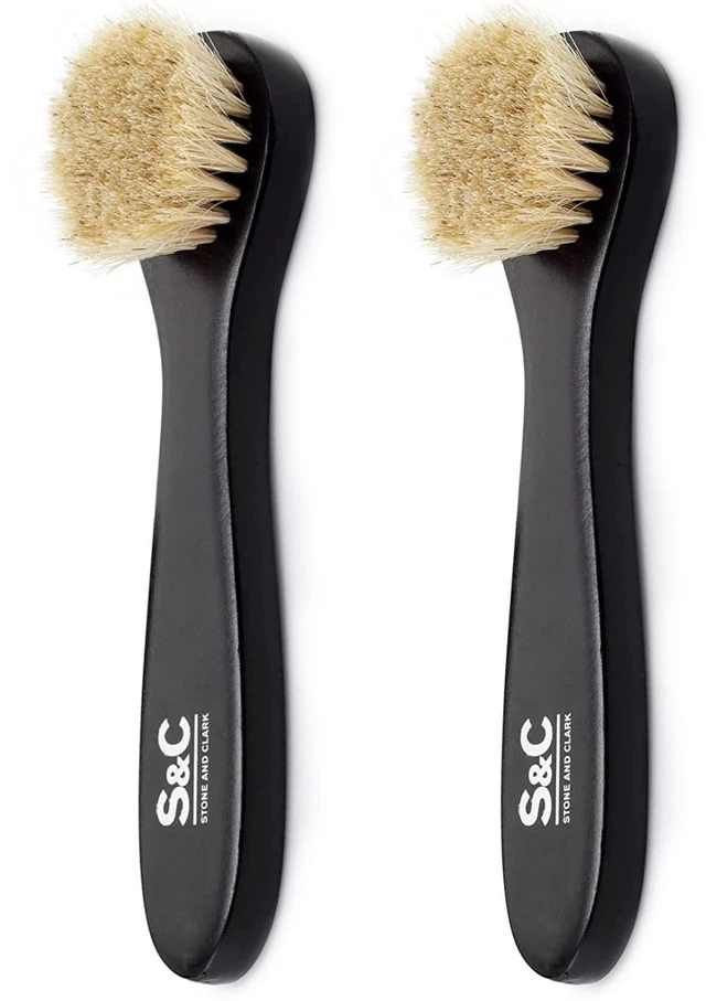 Main image of Premium Shoe Polish Brush Set - Horse Hair Brushes, Shoe Polish Applicator for Leather Footwear - Shoe Brushes for Cream & Polish - Made of White Horse Hair & Lotus Wood Handle