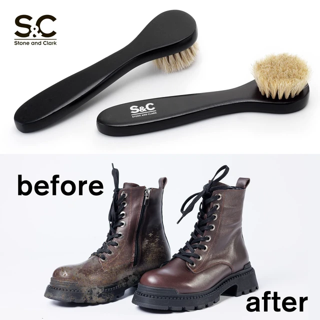 Alt view image 3 of 7 - Premium Shoe Polish Brush Set - Horse Hair Brushes, Shoe Polish Applicator for Leather Footwear - Shoe Brushes for Cream & Polish - Made of White Horse Hair & Lotus Wood Handle